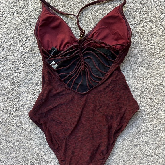 La Blanca Maroon One Piece Bathing Suit - Picture 3 of 5